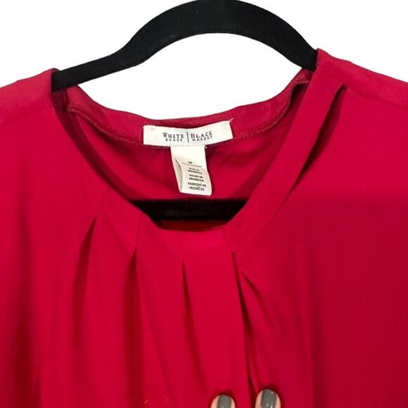 WHBM Dark Pink Short Sleeve Pleated Front Lightweight Blouse Women Sz M - Picture 4 of 8